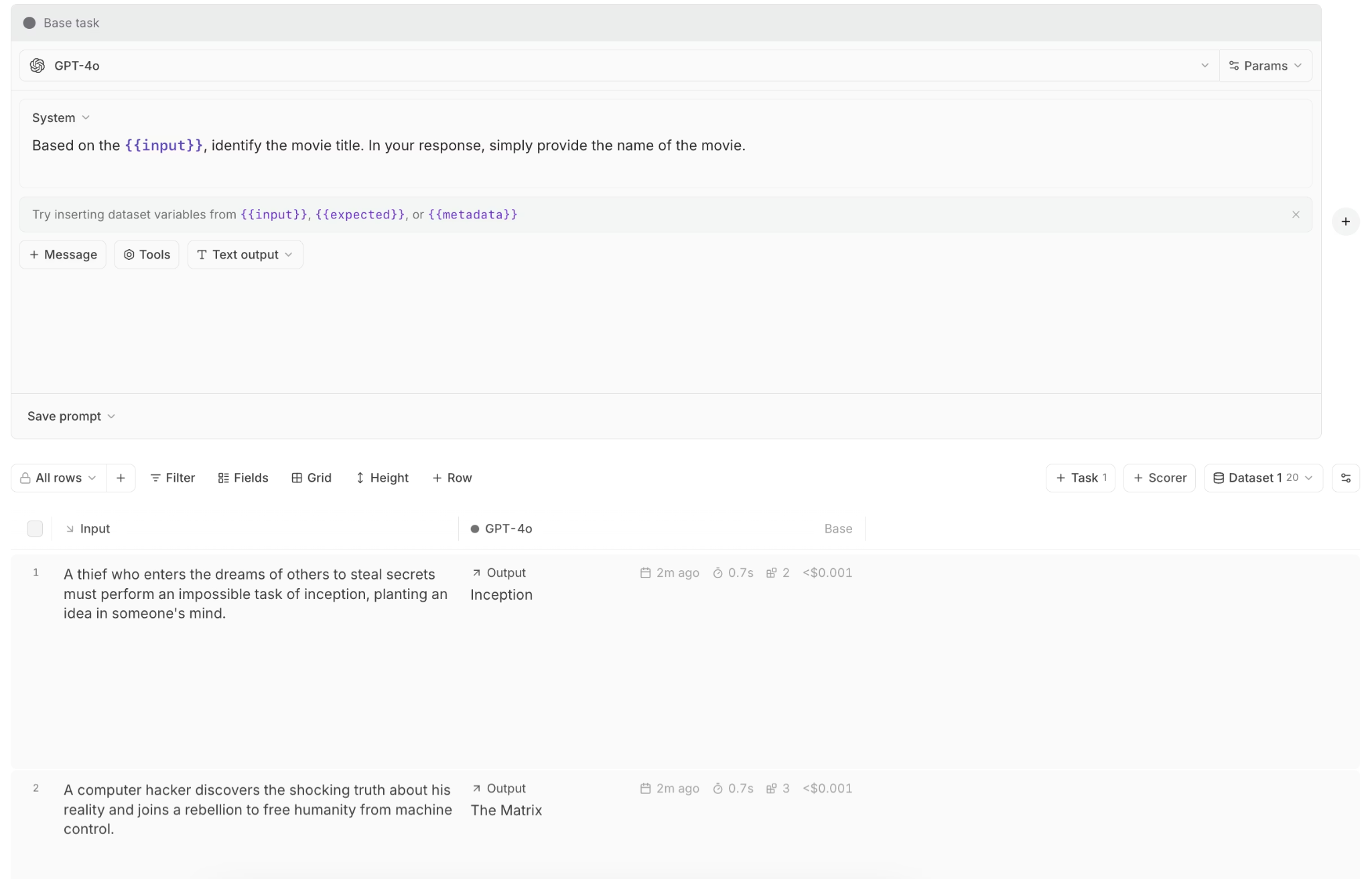 Braintrust review interface